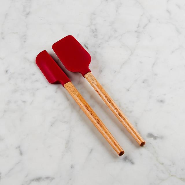 Williams Sonoma Silicone Mini Spatula & Spoonula with Classic Wood Handle, Red