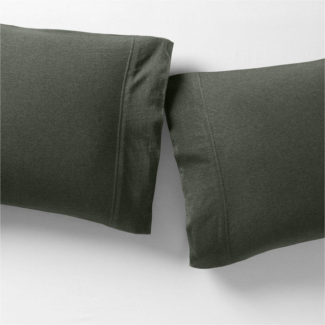 Cozysoft Organic Cotton Jersey Ficus Green King Pillowcases, Set of 2