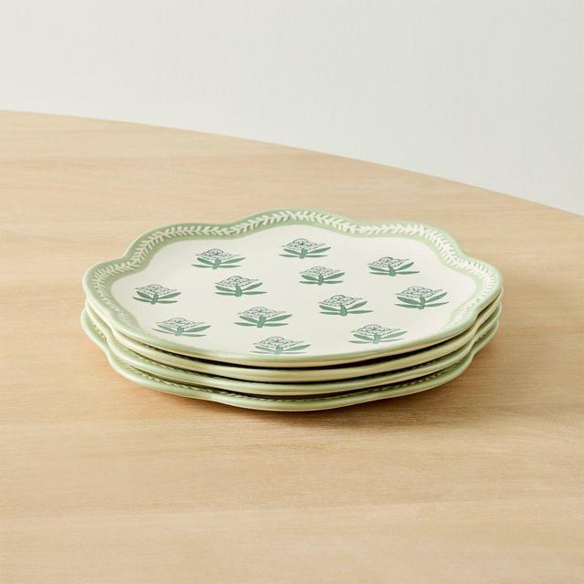 Rhode Dinnerware Salad Plate, Printed Alabaster, Set of 4