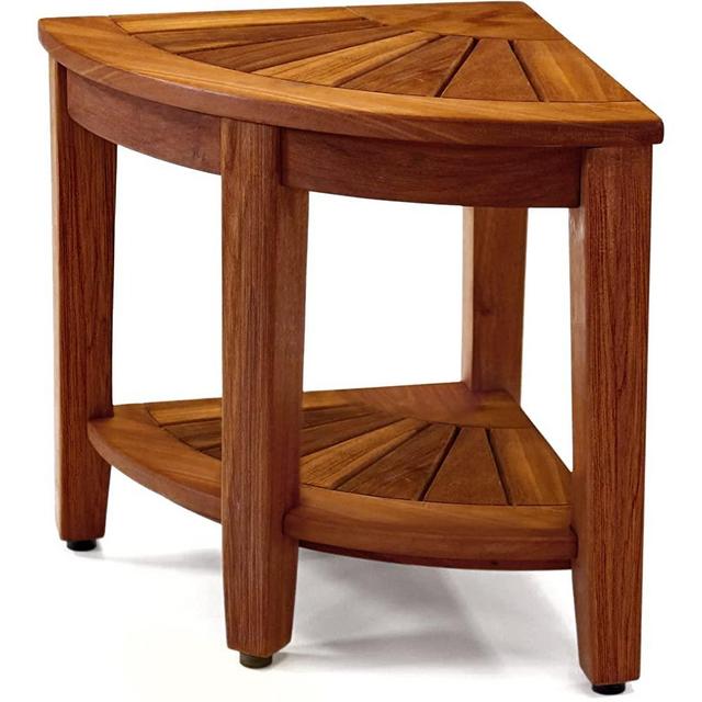 TEAKMAMA Teak Shower Bench 18” Shower Benches for Inside Shower Corner Bench Teak Shower Stool Seat Bathroom Bench with Storage Shelf, Assembly Required