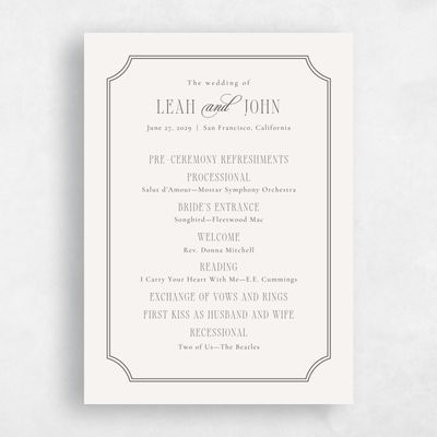 Multi-Colored Wedding Program - Dermot