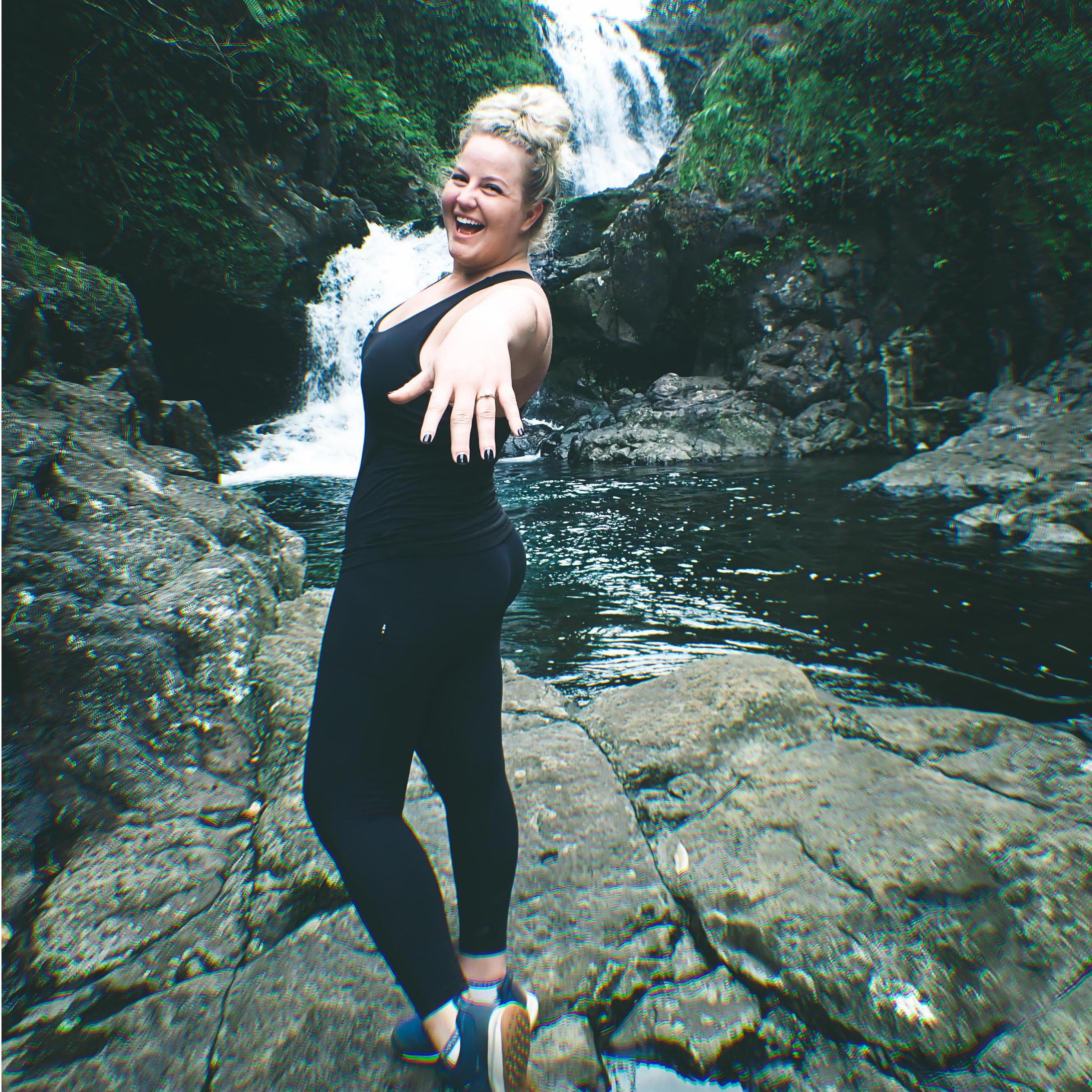Proposed in Maui, she had no clue it was coming! We hiked to a secluded double waterfall (Kopiliula Falls) and shared the moment together. Unreal!