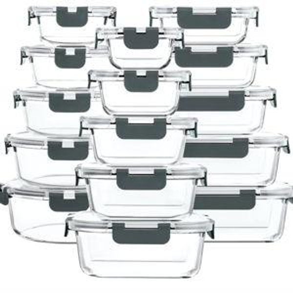 30 Pieces Glass Food Storage Containers