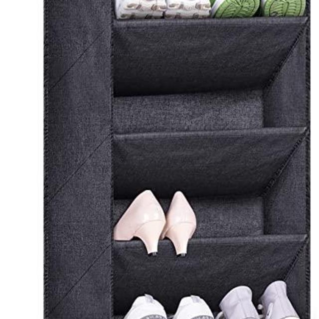 SLEEPING LAMB Shoe Rack for Door with Large Deep Pocket, Hanging Door Shoe Organizer for Closet Hanger, Dorm and Narrow Door Storage Shoe Holder, Black