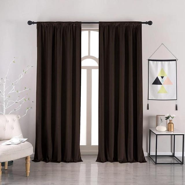nanbowang Brown Velvet Curtains - 42Inches Width 96 Inches Long Soft Curtains Rod Pocket Thermal Insulated Curtains Window Treatment for Bedroom 2 Panels