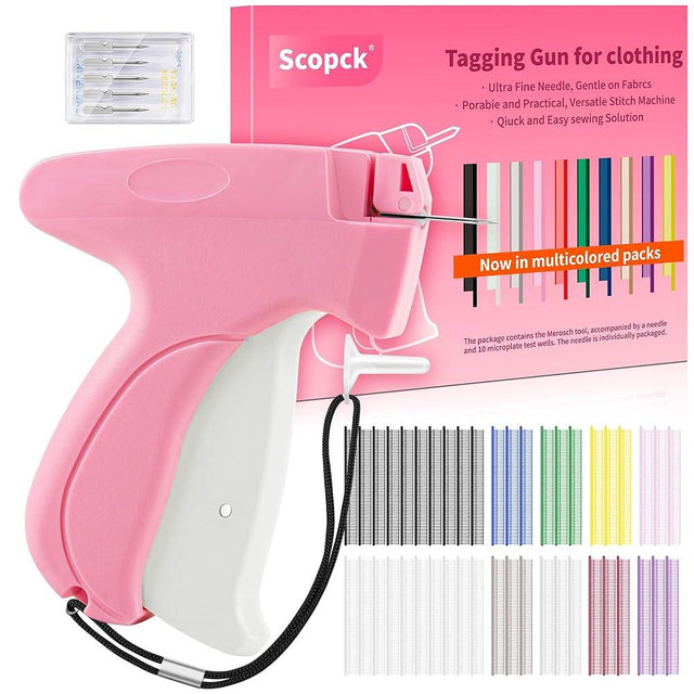 Stitch Gun for Clothes - Handheld Stitch Gun Quick Clothing Fixer - Tagging Gun - Includes 6 Needle, 1000 Black Fasteners & 1002 White Fasteners