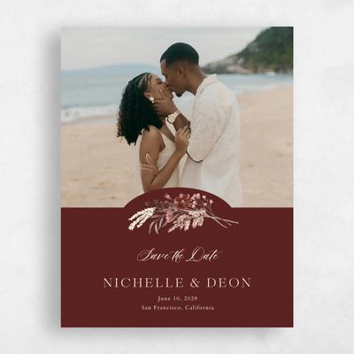 Maroon, Red Wedding Save the Date - Viva Photo