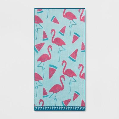 XL Flamingo Beach Towel Pink/Turquoise - Sun Squad™