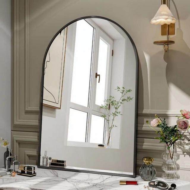 HOMLUX 24"x36" Arched Bathroom Mirror Wall Mount Decorative Vanity Mirror Bedroom Entryway,Black