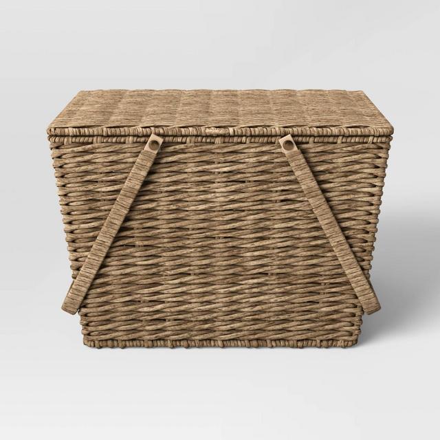 Rectangular Tapered Manmade Rattan Outdoor Picnic Basket with Hinged Top 9" x 14" - Threshold™ designed with Studio McGee