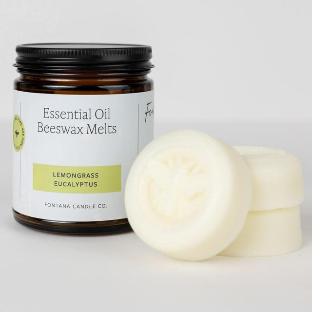 Fontana Candle Company - Lemongrass Eucalyptus Essential Oil Wax Melts | Made with Beeswax and Coconut Oil | Non Toxic | Lightly Scented Wax Cubes