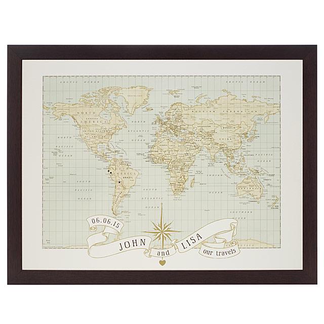 Personalized Anniversary Pushpin World Map
