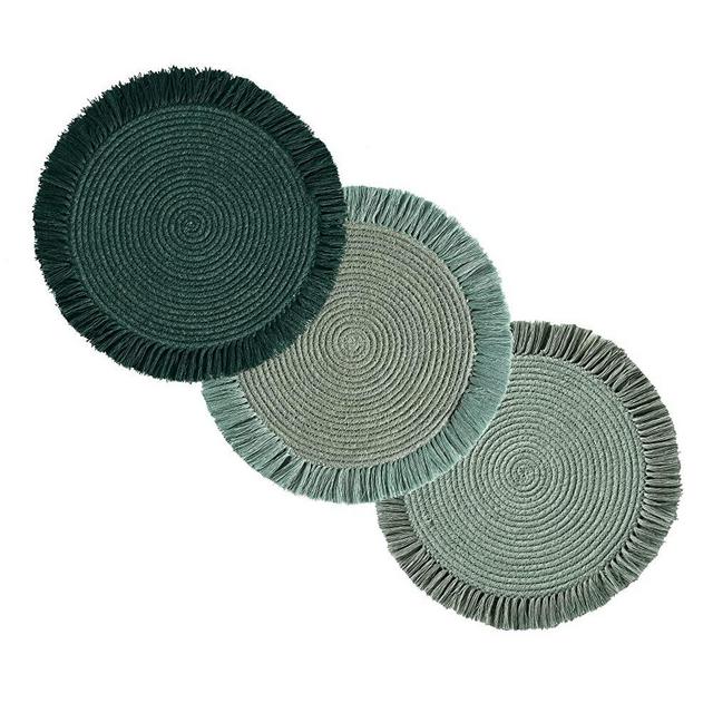 Folkulture Christmas Pot Holders for Kitchen, Trivet for Hot Dishes or Hot Pads for Hot Pots and Pans, Mats for Wooden Table or Farmhouse Décor, Set of 3, 100% Cotton, 8.5-inch, Tiana Green