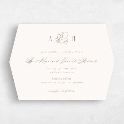 Beige Diamond Wedding Invitation - Olmo Landscape