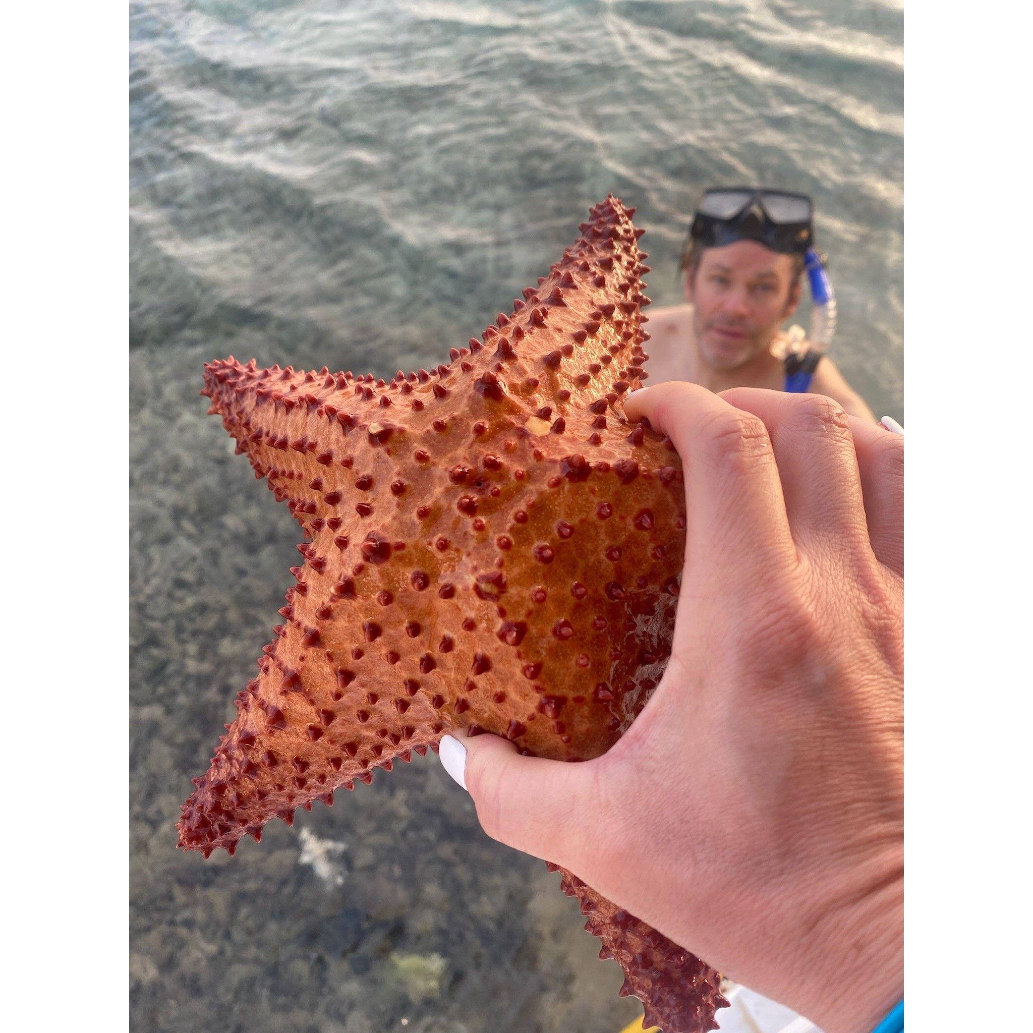 Snorkeling for treasures for his honey.