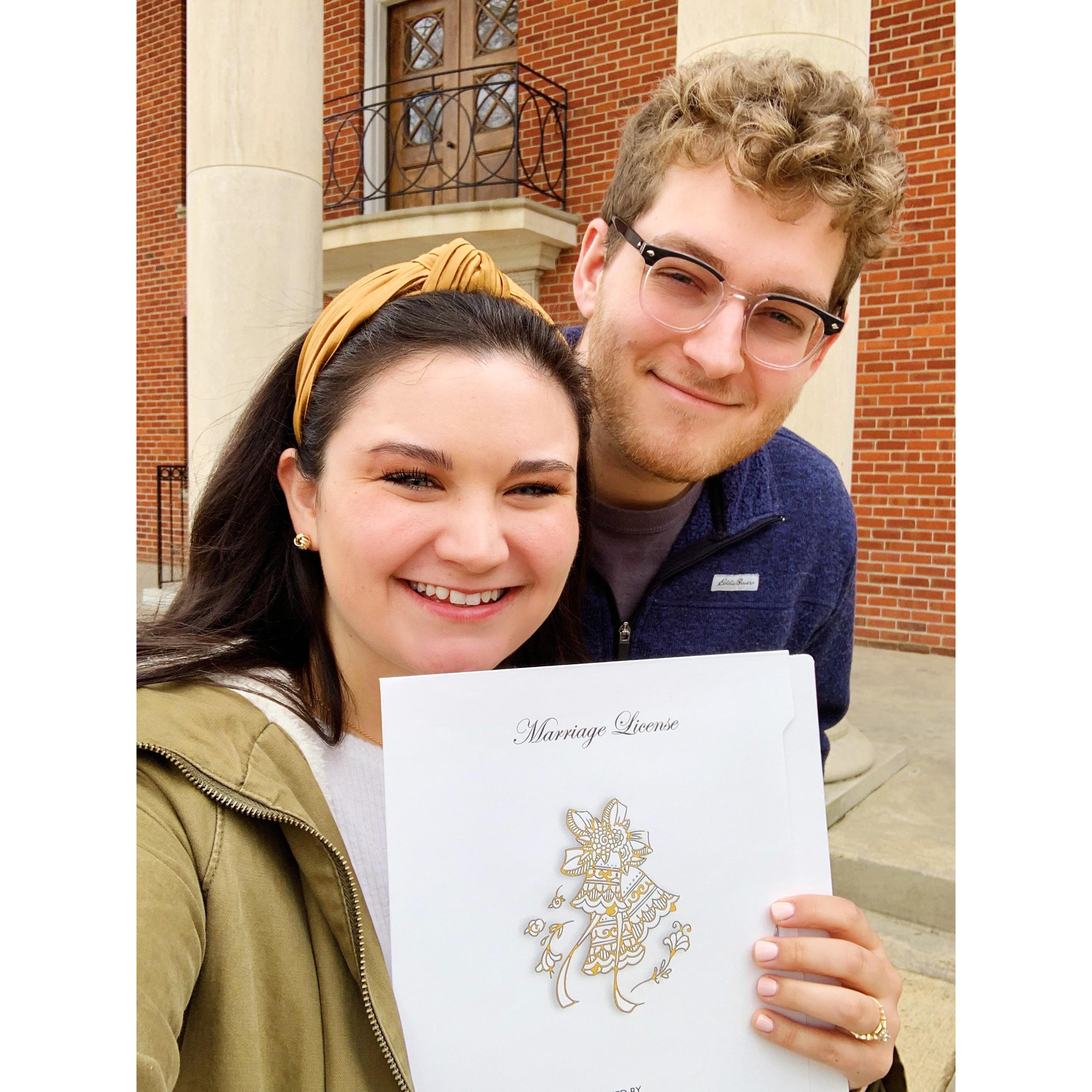 2/4/2022: Getting our marriage license!
