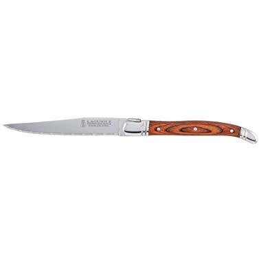 Trudeau Laguiole Steak Knives with Pakkawood Handles (Set of 6), Stainless/Wood