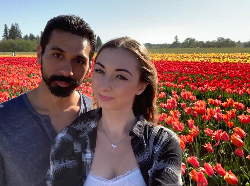 First trip as an engaged couple. Tulip fields in Portland April 2019