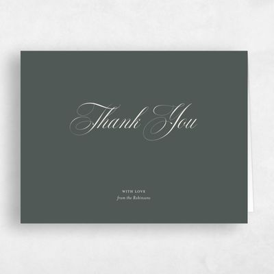 Dark Seaweed, Green Wedding Thank You - Jade Landscape