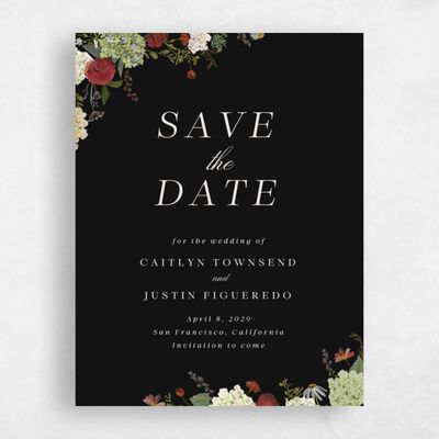 Black Wedding Save the Date - Rosamund Portrait