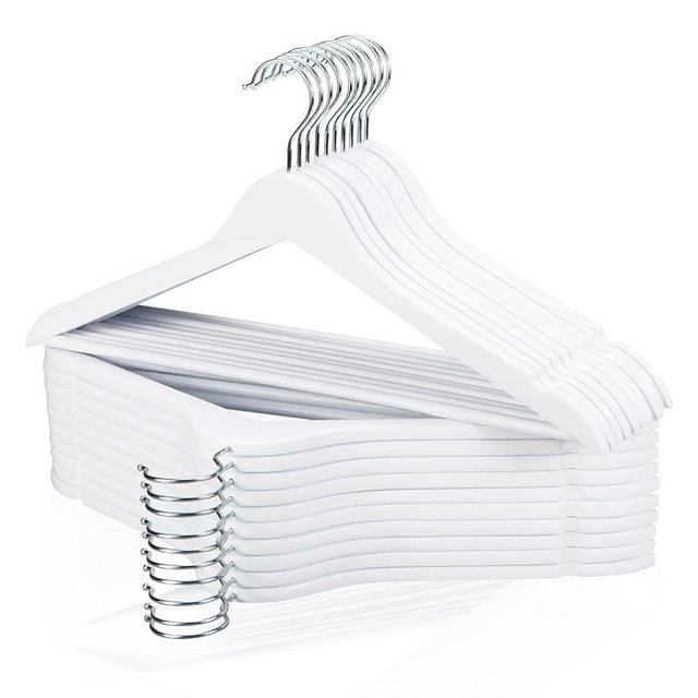 Edergoo Wood Hangers 20 Pack, Non-Slip Wooden Hangers with 360° Swivel Hook & Notches, Slim Coat Hangers for Shirt, Suit, Jacket, Dress, White