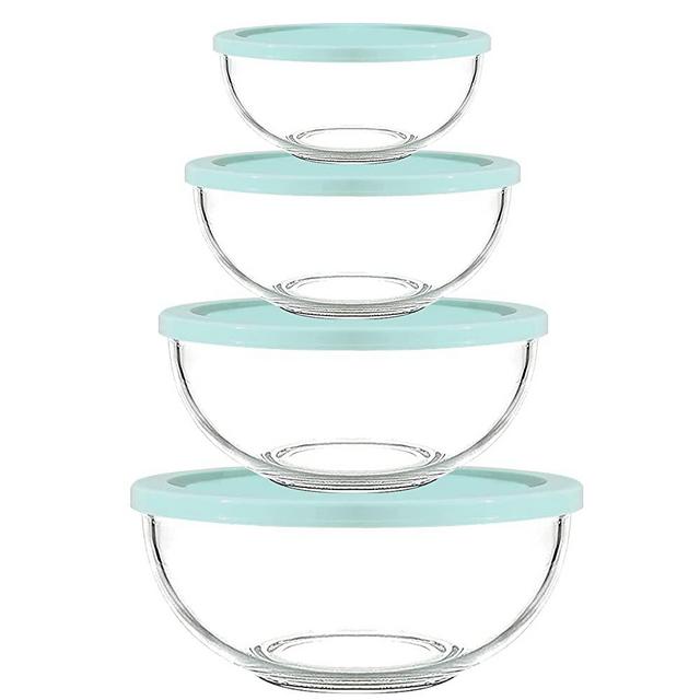 Glass Bowls with Lids,Set of 3 Glass Mixing Bowls Nesting Large Bowl  (1.1QT, 2.1QT, 3.7QT), Space Saving Salad Bowls,Microwave Dishwasher Oven  Safe for Meal Prep,storage,Serving