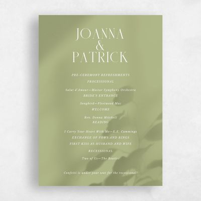Soft Moss, Green Wedding Program - Liang