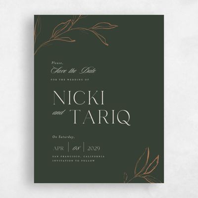 Deep Forest, Green Wedding Save the Date - Finch Portrait