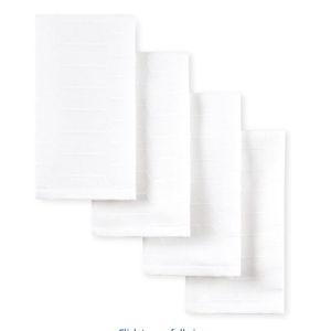 Martha Stewart Honeycomb Modern Farmhouse Napkin 4-Pack Set, White, 19"x19"