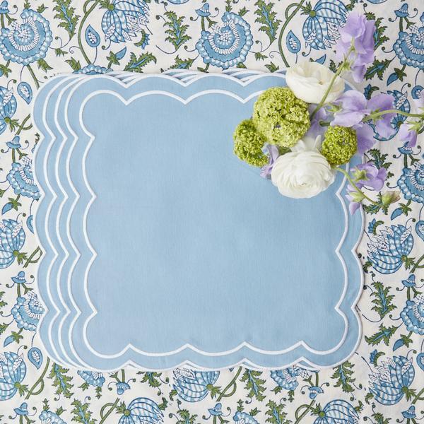 Betty Blue Embroidered Placemats (Set of 4)