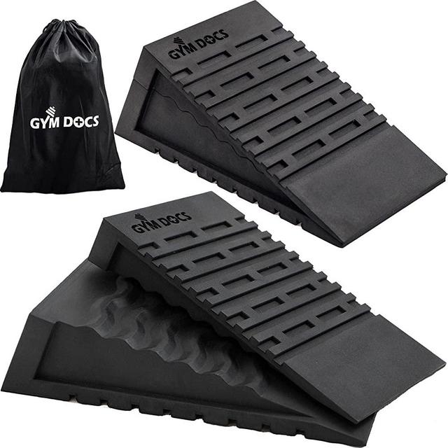 Gym Docs Squat Wedge Block: Doctor-Designed Pair of Adjustable, Non-Slip Slant Boards for Elevated Heel Squats, Deadlifts, and Calf Stretching - Physical Therapy Equipment for Strength Training
