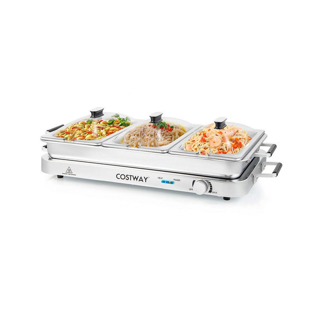 Food Warmer Buffet Server 450W Stainless Steel Electric Warming Tray for Parties