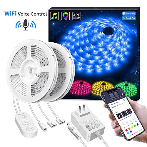 Govee 32.8ft LED Strip Lights Works with Alexa and Google Assistant Wireless Smart Phone APP Control Light Strip Kits Music Sync RGB Tape Lights for Room Kitchen Home Party (Not Support 5G WiFi)