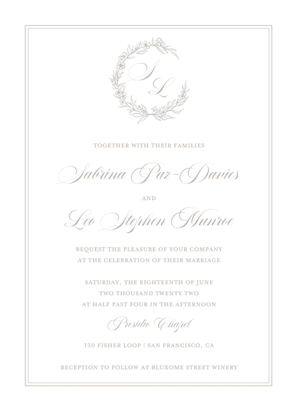 Goundry Frame Letterpress | Oatmeal | Zola Wedding Invitations