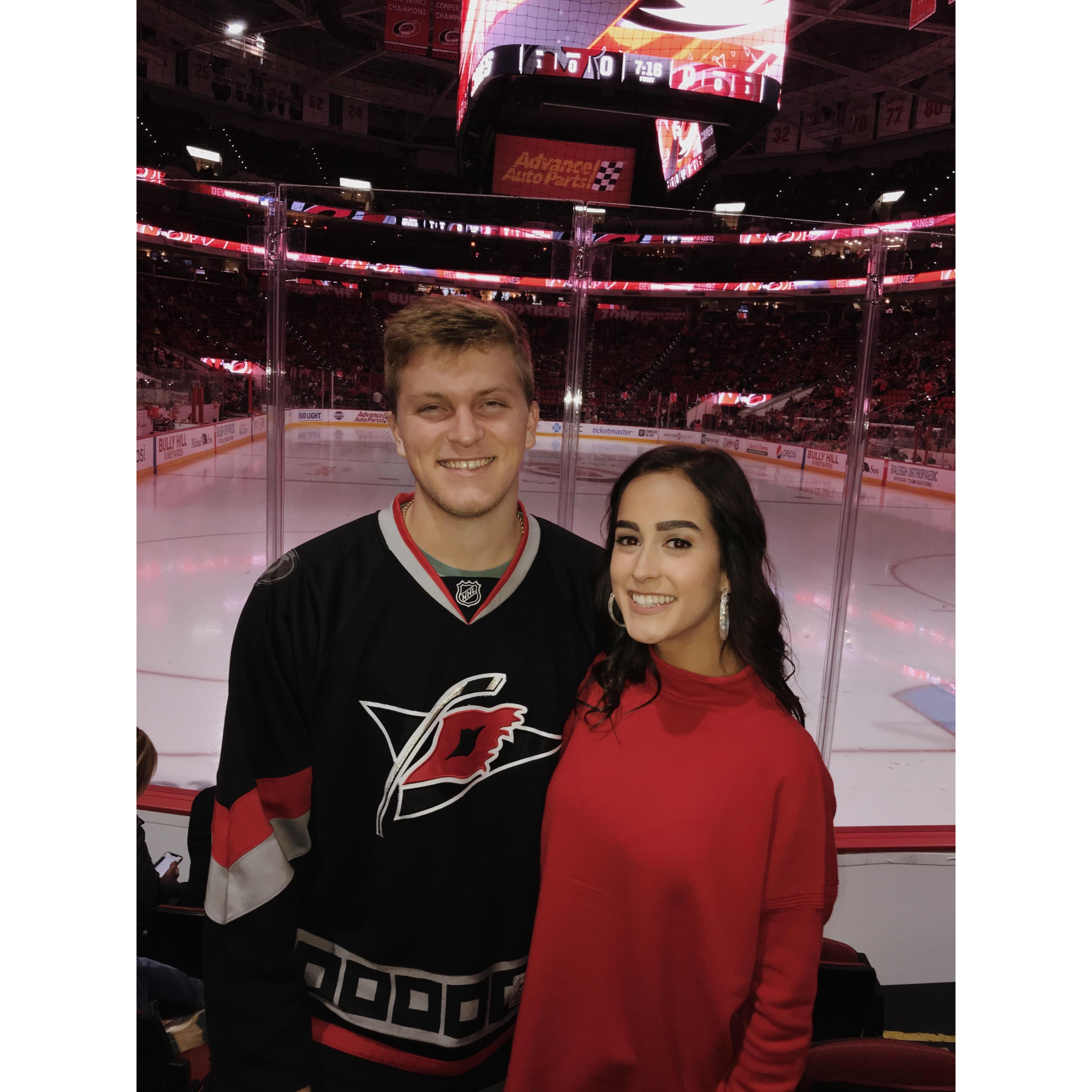 Hunter and Jordan's 2 year dating anniversary was spent at a Canes game! They say to this day that this was their best anniversary celebration by far.
