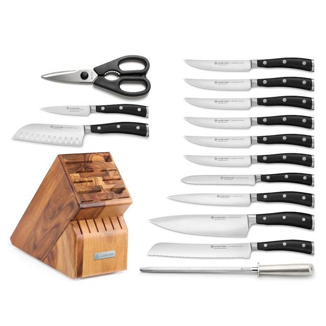 Wusthof Classic Ikon 15-Piece Knife Block Set, Acacia