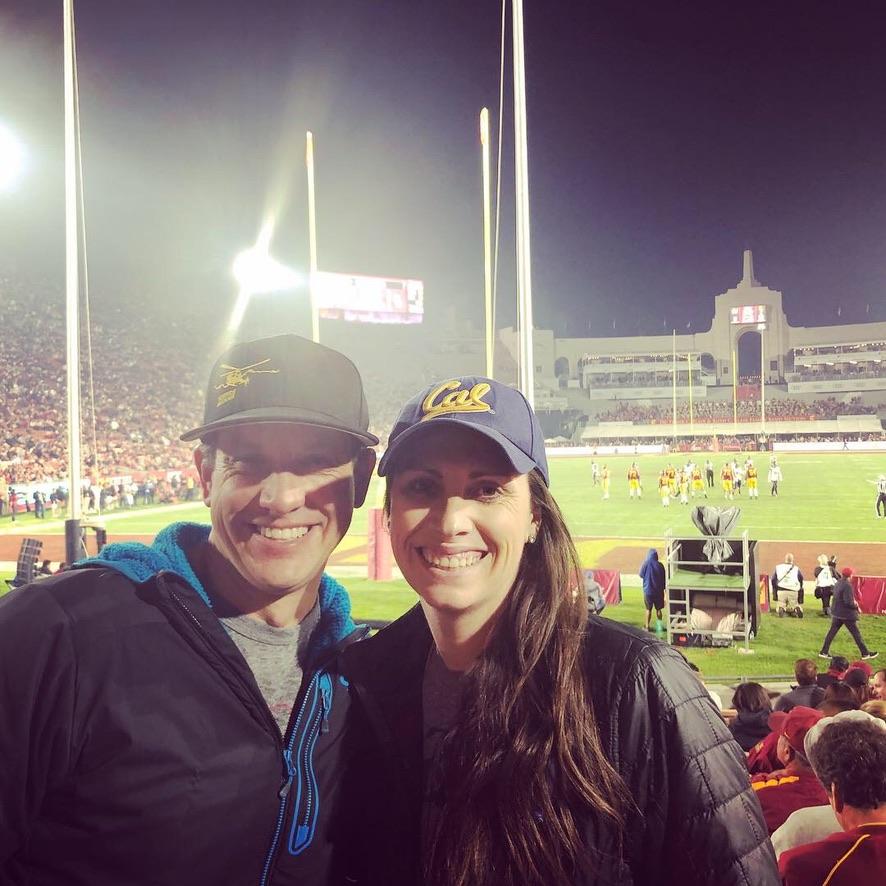 Cheering on our respective teams!