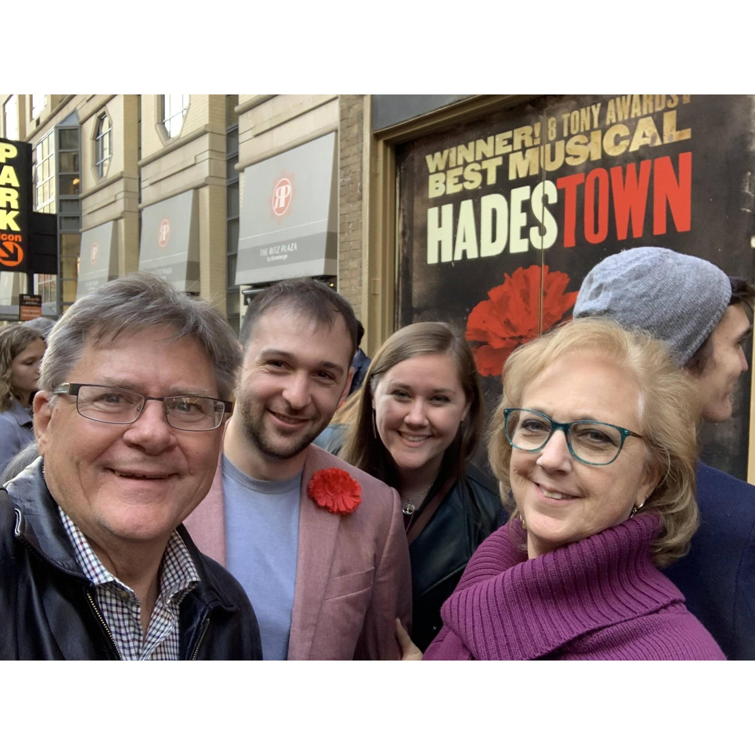 Seeing Hadestown on Broadway with Lindsey's parents