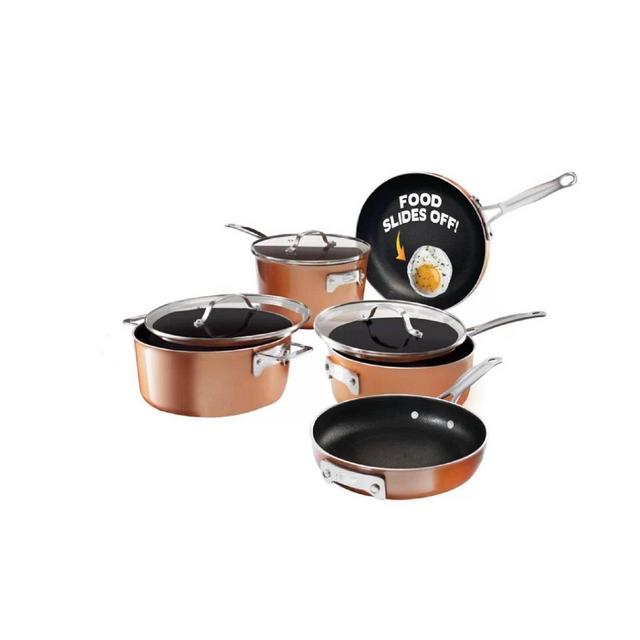 Gotham Steel Cast Textured Copper 8pc Stacking Cookware Set