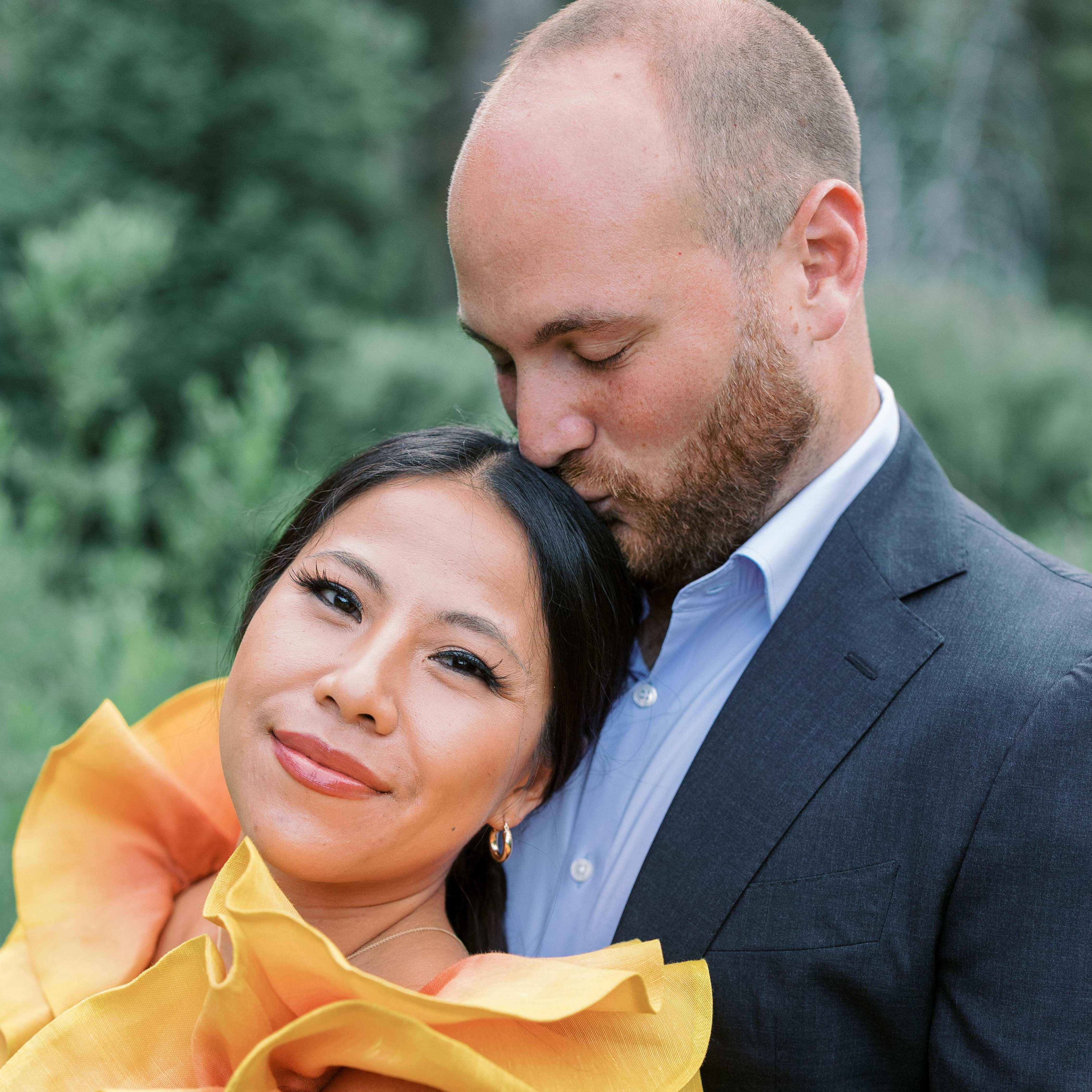 Rare photo from our engagement session that shows optimal affection and a good side profile of Alex's remaining hair.
July 2022 -- Park City, UT