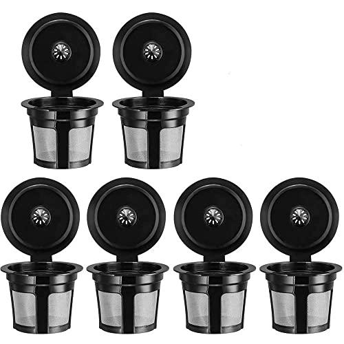 Reusable K Cups, 6 Pack Universal Fit Reusable Coffee Filters with Food Grade Stainless Steel Mesh Eco-Friendly Coffee Pods, for Keurig 1.0 and 2.0 Brewers
