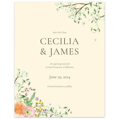 Cream, Beige Wedding Digital Save the Date - Rosalind Portrait