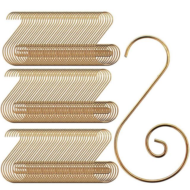 CUALFEC Christmas Ornaments Hooks Christmas Tree Hanger Great for Christmas Tree Decoration - 120 /Gold