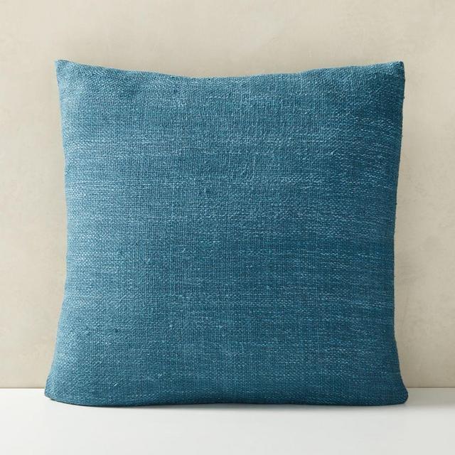 Silk Handloomed Pillow Cover, 20"x20", Shadow Blue