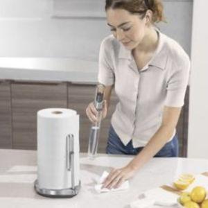 simplehuman Stainless Steel Standing Paper Towel Holder with Spray Pump