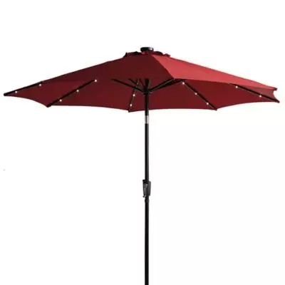 9-Foot Round Solar Patio Umbrella