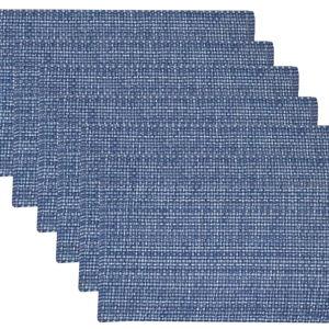 Sweet Home Collection 100% Cotton Placemats for Dining Room Rectangle Two Tone Woven Fabric 13" x 19" Soft Durable Table Mat Set, Set of 4, Dark Blue
