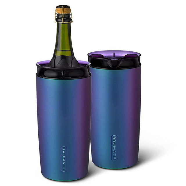 BrüMate Togosa 2-in-1 Wine Chiller Bucket or Champagne Bucket & 100% Leakproof Pitcher | Portable Cooler Fits Most Wine, Champagne, & Liquor Bottles | Perfect Wine Gifts | 49oz (Dark Aura)