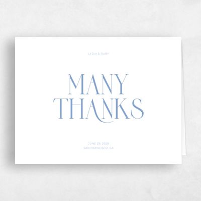 Dusty Blue Wedding Thank You - Amberley Landscape Letterpress