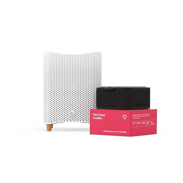 Mila Air Purifier with Critter Cuddler Filter (H13 HEPA + 0.84 lb of Modified Granular Carbon), Best for Pets, Medical-Grade Filter for Smoke, Allergens, Dust, Pollution & Pet Dander, 416 CADR, 920 ft2 Coverage, 12”x12”x15”, White